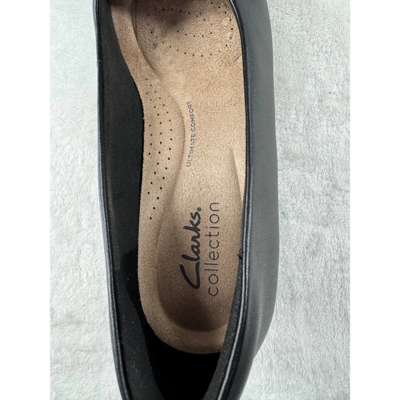 Clarks Marilyn Sara Pump Women's 6 M Black Leather Patent Cap Toe Slip-On Party - Picture 6 of 8